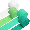 PIGETALE Green Turquoise Lime and White Crepe Paper Streamers 4 Rolls 328ft