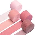 PIGETALE Crepe Paper Streamers 4 Rolls Rose Gold Pink 328ft 1.8in x 82ft
