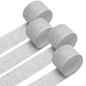 PIGETALE Metallic Silver Crepe Paper Streamers 4 Rolls 328ft