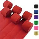 Crepe Paper Streamers 6 Rolls Red Streamers 2.2 Inches 738 Feet, Streamers Party Supplies DIY Crafts for Birthday, Wedding, Baby Shower, Bachelorette Party, Graduations Decorations, Red