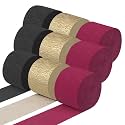 Crepe Paper Streamers 9 Rolls 656ft, Pack of Burgundy, Gold and Black Crepe Paper for Party Decorations, New Years Decorations, Birthday Decorations, Baby Shower Decorations, 1.77 Inch x 82 Ft/Roll