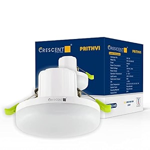 crescent prithvi crc140 12w round led junction box light  green light  slim recessed ceiling panel  easy spring clip installation  indoor lighting