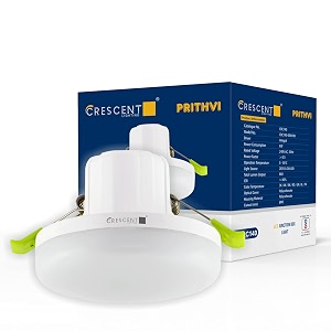 crescent prithvi crc140 6w round led junction box light  multi color cool white 6000k  pink  green  blue  slim recessed ceiling panel  easy spring clip installation  indoor lighting