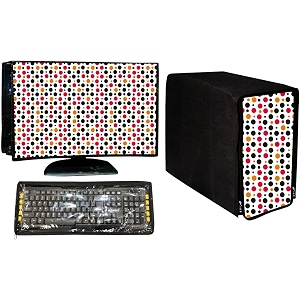 cresset computer cover 3 in 1 dustproof printed combo for 19 inch desktop pc  monitor cpu and keyboard cover set of 3