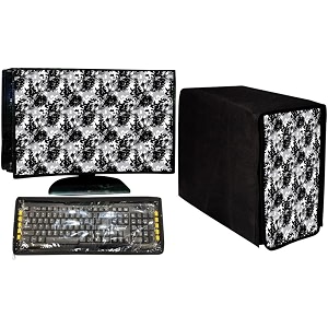 cresset computer cover 3 in 1 dustproof printed combo for 18 inch desktop pc  monitor cpu and keyboard cover set of 3