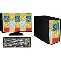CRESSET Computer Cover Full Set 3 in 1 DustProof Printed Combo For 21 Inch Desktop PC | Monitor, CPU and Keyboard Cover Set of 3