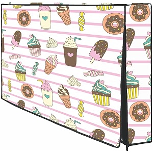 cresset 43 inch smart led tv cover pvc waterproof and dustproof printed with transparent polythene layer compatible for sony mi kodak and samsang smart led tv - led_43-ice-crem_p01
