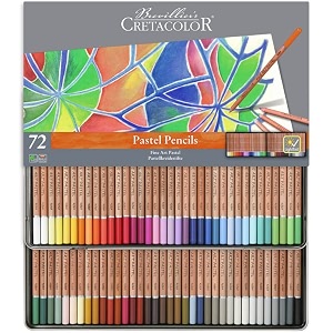 cretacolor fine art pastel pencil set of 72 in an elegant reusable tin boxblue