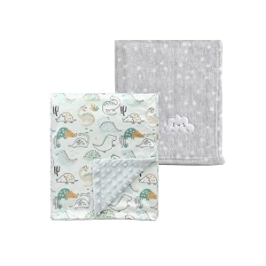 crevent 2pcs 303939x403939 cute cozy fluffy warm baby blankets for infants toddlers39 bedding crib cot stroller - grey cloud  minky dinosaur