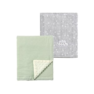 crevent 2pcs 303939x403939 cute cozy fluffy warm baby blankets for infants toddlers39 bedding crib cot stroller - grey cloud  muslin green