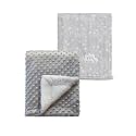 CREVENT 2Pcs 30''X40'' Cute Cozy Fluffy Warm Baby Blankets for Infants Toddlers' Bedding Crib Cot Stroller - Grey Cloud + Grey Sherpa