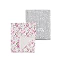 CREVENT 2Pcs 30''X40'' Cute Cozy Fluffy Warm Baby Blankets for Infants Toddlers' Bedding Crib Cot Stroller - Grey Cloud + Minky Wildflower