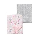 CREVENT 2Pcs 30''X40'' Cute Cozy Fluffy Warm Baby Blankets for Infants Toddlers' Bedding Crib Cot Stroller - Grey Cloud + Minky Unicorn