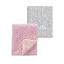 CREVENT 2Pcs 30''X40'' Cute Cozy Fluffy Warm Baby Blankets for Infants Toddlers' Bedding Crib Cot Stroller - Grey Cloud + Pink Sherpa