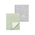 CREVENT 2Pcs 30''X40'' Cute Cozy Fluffy Warm Baby Blankets for Infants Toddlers' Bedding Crib Cot Stroller - Grey Cloud + Muslin Green