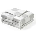 CREVENT 30"X40" Cozy Soft Warm Chenille Baby Blanket for Girls Boys, Newborn Essentials for Infant, Baby Shower Receiving Gift - Checked Grey 75X100cm