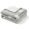 CREVENT 30"X40" Cozy Soft Warm Chenille Baby Blanket for Girls Boys, Newborn Essentials for Infant, Baby Shower Receiving Gift - Grey Star