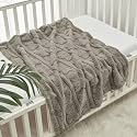 CREVENT 30"X40" Cozy Soft Warm Sherpa Baby Blanket for Girls Boys, Newborn Essentials for Infant, Baby Shower Receiving Gift - Tan Bear 75X100cm