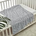 CREVENT 30"X40" Cozy Soft Warm Sherpa Baby Blanket for Girls Boys, Newborn Essentials for Infant, Baby Shower Receiving Gift - Grey Heart 75X100cm + Gift Bag with Ribbon