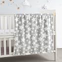 CREVENT 30"X40" Cozy Soft Warm Fleece Baby Blanket for Girls Boys, Newborn Essentials for Infant, Baby Shower Receiving Gift - Star Grey 75X100cm
