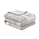 CREVENT 30"X40" Cozy Soft Warm Knitted Baby Blanket for Girls Boys, Newborn Essentials for Infant, Baby Shower Receiving Gift - Animal Grey 75X100cm