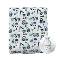 CREVENT 30"X40" Cute Lightweight Silky Cozy Warm Baby Blanket for Boys Infant Toddler Newborn Unisex Crib Cot Stroller, for All Season - Blue Truck