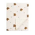 CREVENT 30''X40'' Organic Muslin Cotton Baby Blanket for Newborns, Soft Mink Backing, Essential for Baby Shower Birthday Gift - Bear 75X100cm