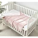 CREVENT Minky Baby Blanket for Girls Boys, Soft Plush Receiving Blanket for Newborns - 30x40 Inches (Pink + White)