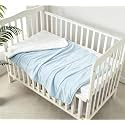 CREVENT Minky Baby Quilt Blanket for Girls Boys, Soft Plush Receiving Blanket for Newborns - 30x40 Inches (Blue + White)