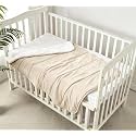 CREVENT Minky Baby Quilt Blanket for Girls Boys, Soft Plush Receiving Blanket for Newborns - 30x40 Inches (Beige + White)