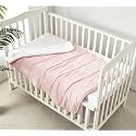 CREVENT Minky Baby Quilt Blanket for Girls Boys, Soft Plush Receiving Blanket for Newborns - 30x40 Inches (Pink + White)