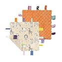 CREVENT Tag Security Blankets for Babies, Soft Small Loveys for Boys, Baby Comforter Sensory Blanket, Great Gifts for Birthday Baby Shower (10"X10" Zoo + Oragne)