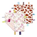 CREVENT Tag Security Blankets for Babies, Soft Small Loveys for Boys, Baby Comforter Sensory Blanket, Great Gifts for Birthday Baby Shower (10"X10" GiraffeDot+Flower)
