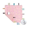 CREVENT Tag Security Blankets for Babies, Soft Small Loveys for Boys, Baby Comforter Sensory Blanket, Great Gifts for Birthday Baby Shower - 10"X10" Pink Star