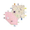 CREVENT Tag Security Blankets for Babies, Soft Small Loveys for Boys, Baby Comforter Sensory Blanket, Great Gifts for Birthday Baby Shower - 10"X10" Pink Star + Zoo