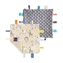 CREVENT Tag Security Blankets for Babies, Soft Small Loveys for Boys, Baby Comforter Sensory Blanket, Great Gifts for Birthday Baby Shower (10"X10" Zoo + Grey)