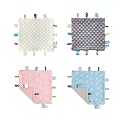 CREVENT Tag Security Blankets for Babies, Soft Small Loveys for Boys, Baby Comforter Sensory Blanket, Great Gifts for Birthday Baby Shower - 10"X10" Pink Star + Blue Star + Ivory + Grey