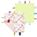CREVENT Tag Security Blankets for Babies, Soft Small Loveys for Boys, Baby Comforter Sensory Blanket, Great Gifts for Birthday Baby Shower - 10"X10" Green + Wildflower