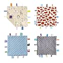 CREVENT Tag Security Blankets for Babies, Soft Small Loveys for Boys, Baby Comforter Sensory Blanket, Great Gifts for Birthday Baby Shower (10"X10" GiraffeDot+Zoo+Grey+Blue)