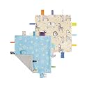 CREVENT Tag Security Blankets for Babies, Soft Small Loveys for Boys, Baby Comforter Sensory Blanket, Great Gifts for Birthday Baby Shower - 10"X10" Blue Star + Zoo