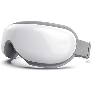 crevizon eyes massager soothing heat bluetooth music rechargeable - relieve eye strain dark circles improve sleep - ideal gift white
