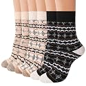 Crew Socks for Women, Casual Cotton Calf Socks,6 Pairs, Size 9-11