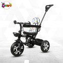 CREW4 Tricycle With Kids with Parental Handle | Chrome wheels and Dual Storage Basket ST042 Tricycle