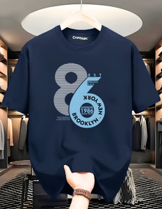 crewmax Printed Men Round Neck Navy Blue