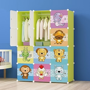 12-door plastic soft sheet wardrobe for kids baby almirah for clothes baby storage organizer cupboard for kids39 clothestoysbooks green-f3