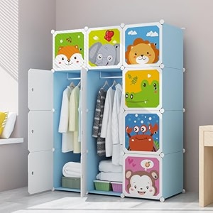 12-door plastic soft sheet wardrobe for kids baby almirah for clothes amp toys blue