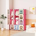 12-Door Plastic Soft Sheet Kids Wardrobe, Baby Almirah for Clothes &amp; Toys, Storage Organizer, Cupboard (RED-HW)