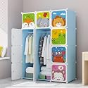 12-Door Plastic Soft Sheet Wardrobe for Kids, Baby Almirah for Clothes &amp; Toys, Blue