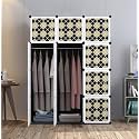 12 Door Plastic Soft Sheet Wardrobe for Kids, Baby Almirah for Clothes, Baby Storage Organizer, Cupboard for Clothes, Kids Wardrobe for Clothes/Toys/Books (Black-G3, 12-Door)