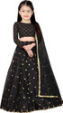 CREZE Girls Lehenga Choli Ethnic Wear, Party Wear Embroidered Lehenga, Choli and Dupatta Set (Black, Pack of 1)